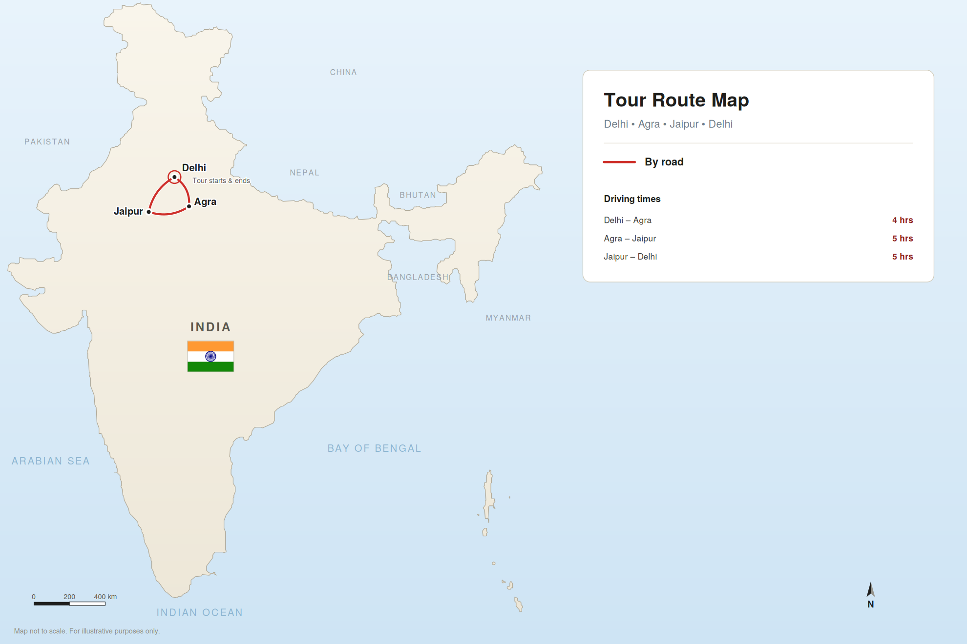 3 Day Golden Triangle Tour Map