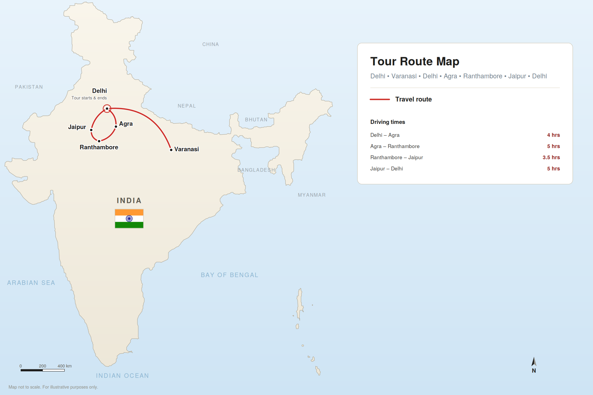11Day Golden Tour Map