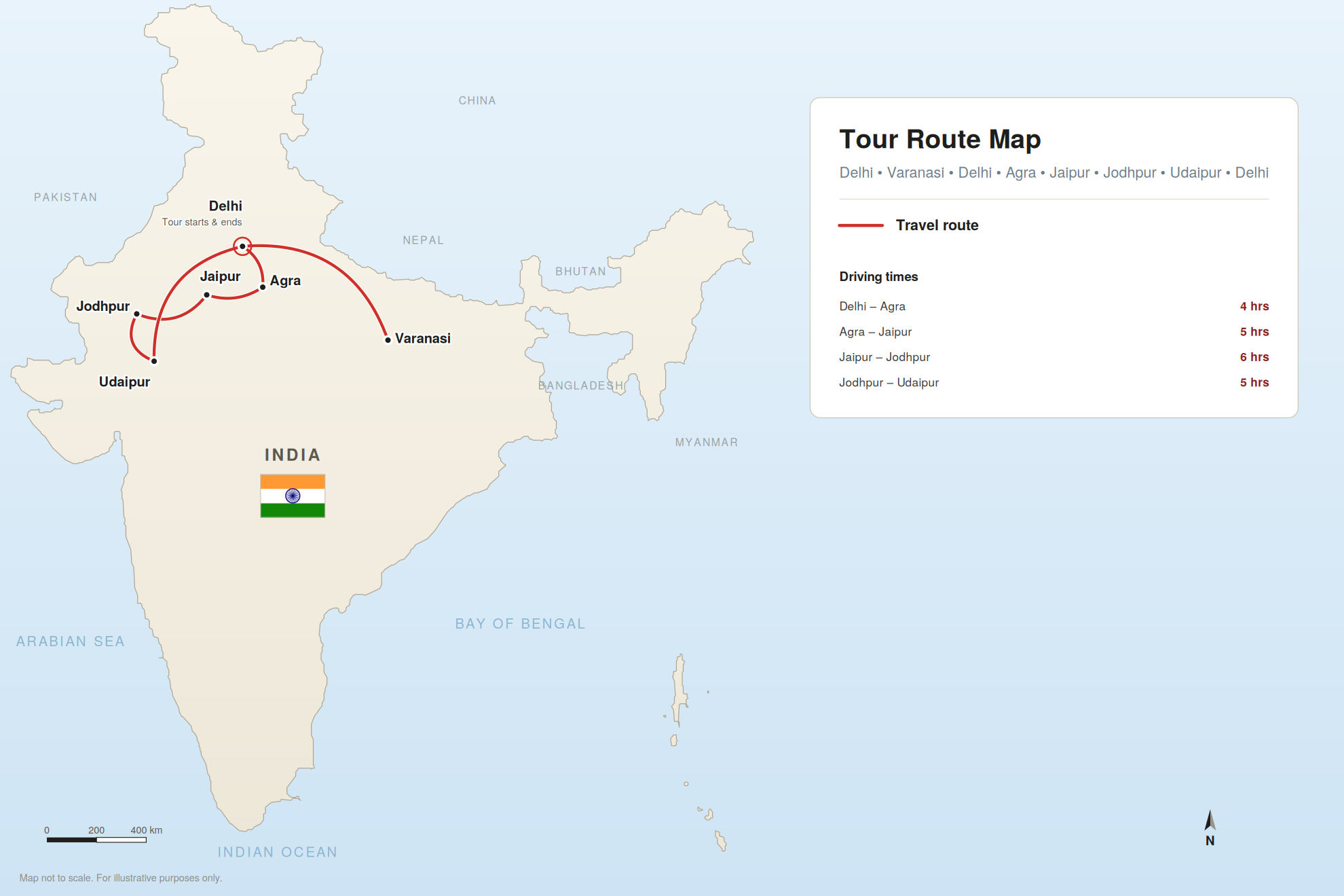 13Day Golden Tour Map